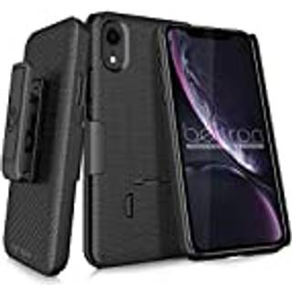 Beltron Case med bælteklip til iPhone XR Slim Protective Belt Clip Slider Case (Shell/Holster Combo) med indbygget kickstand - (sort)