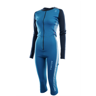 Aclima Women's WarmWool Overall 3/4 Blue Sapphire(Navy Blazer/Azu., Blue Sapphire / Navy Blazer / Azure Blue, S