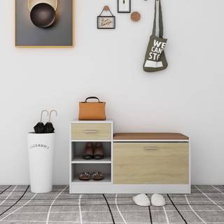 Skobænk 94,5X31X57 Cm Konstrueret Træ - Hvid og sonoma-eg