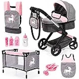 Bayer Design Kombi Dukkevogn XEO deluxe Sæt, Grå/Pink