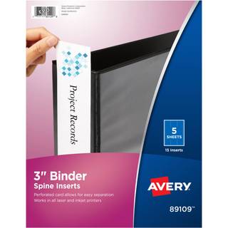 Avery Binder Spine -indsatser til 3 tommer ringbindemidler med 3,5 """" rygs?jlebredde 15 Cardstock View Binder Spine ID -indsatser (89109)