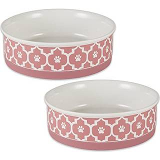 Knoglet tør gitteropsamling Pet Bowl & Canister Stor sæt 7,5x2,4 tommer Rose 2 stykke