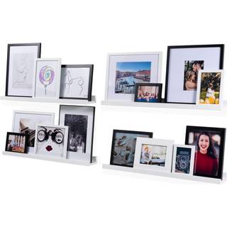 Wallniture Denver Modern Wall Mount Floating Picture Ledge Shelf - Nursery hængende boghylde - 30 tommer hvidt sæt med 4 - monteringshardware ink