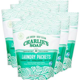 Charlie's Soap - Unscented Powderised Vaskeri Pakker 30 Count (6 Pack 180 samlede belastninger)