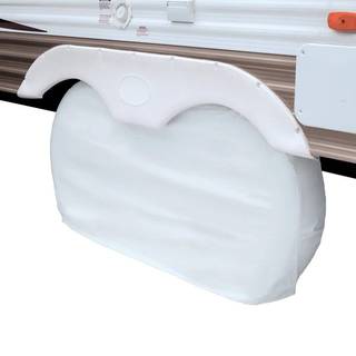 Klassisk tilbehør over drev RV Dual Axle Wheel Cover Wheels 27 """"-30 """" Dia White
