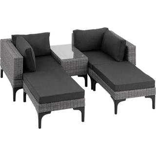 Polyrattan loungesæt Bellaria med aluminiumsramme - grå