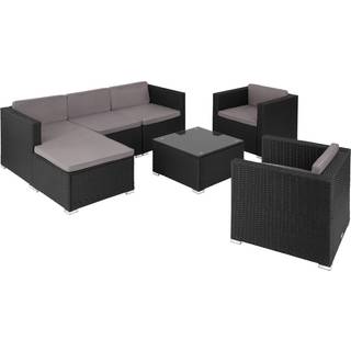 Polyrattan loungesæt Lignano med 2 lænestole - sort