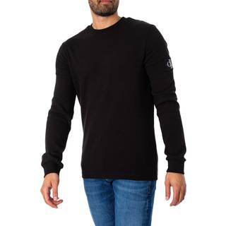 Calvin Klein - Badge Waffle Ls Tee - T-shirts til mænd - Beh/black - XL