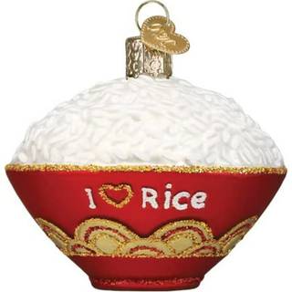 Old World Christmas Bowl med risglas blæst ornament til juletræ