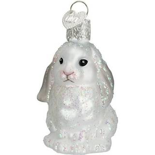 Old World Christmas Ornamenter White Baby Bunny Glass bl?st ornamenter til juletr?
