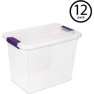 Sterilit 12-Pack Clearview Latch Box Stackable Storage Organizer Bins til Home 27 Quart