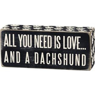 Primitiver af Kathy Box Sign Wood 6 """" X 2.5 """" Alt hvad du har brug for er k?rlighed og en tax (24986)