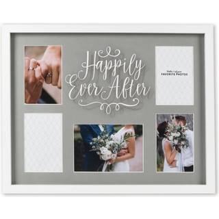 Prinz 5-åbning lykkeligt nogensinde efter collage-billedramme 24 """" x 12 """" viser fire 4x6 og en 7x5 fotos grå