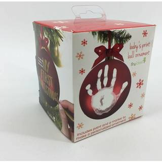 Lille ideer jul baby's h?ndaftryk bold ornament inkluderet maling til babyens trykte newborrn -ferie keepsake gave diy klassisk juletr? ornament