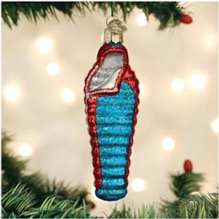 Old World Christmas Sleeping Ornament Blue Red Bag