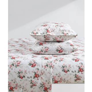 Laura Ashley - King Sheets Cotton Percale Bedding Set Crisp & Cool Home Decor (Ashfield Pink King)