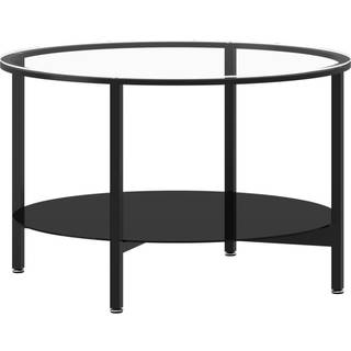 Stuebord 70 Cm Hærdet Glas Sort Og - Sort og gennemsigtig