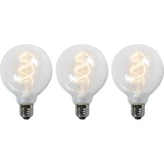 Sæt med 3 E27 LED snoede glødetråds pærer G95 klar 5W 400lm 2200K