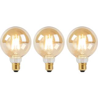 Sæt med 3 E27 dæmp til varme LED-lamper G95 guld 8W 806 lm 2000-2700K