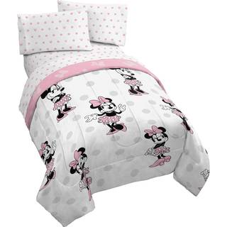 Jay Franco Disney Minnie Mouse Dots 4-delt tvillingsengest - Inkluderer vendbar dyne og lagnerst Sengetj - Superbldt fadebestandigt mikrofibe