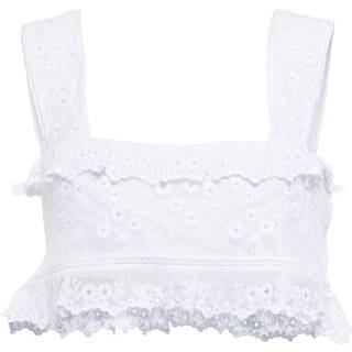 Isabel Marant Mecelia anglaise cotton and silk crop top - white - M