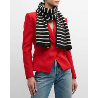 Balmain Striped cashmere-blend scarf - black - One Size