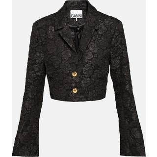 Ganni Jacquard cropped blazer - black - XS
