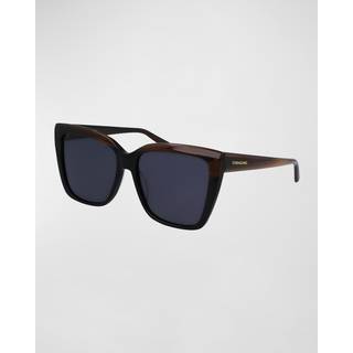 Ferragamo Kvinde SF1102S 217 Solbriller Acetat Brun Grå Firkantet Normal Normal