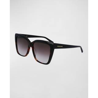 Ferragamo Kvinde SF1102S 006 Solbriller Acetat Sort Brun Firkantet Normal Normal