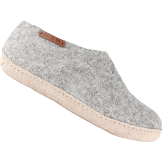 Uldhjemmesko (100% ren uld) - Model Grå m/sål i skind - Dansk Design fra SHUS - 38