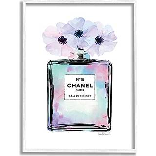 Sinden Industries Purple Flower Perfume Glam Fashion Design av Amanda Greenwood White Framed Wall Art 24 X 30 Blue (AA-536_WFR_24X30)