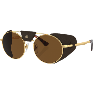 Persol Unisex PO2496SZ 114057 Solbriller Metal Guld Brun Rund Polariseret