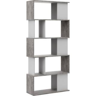 Magda reol bogreol med 5 hylder beton dekor/hvid.