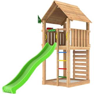 Jungle Gym Cabin 2.1 legetårn m/grøn rutsjebane