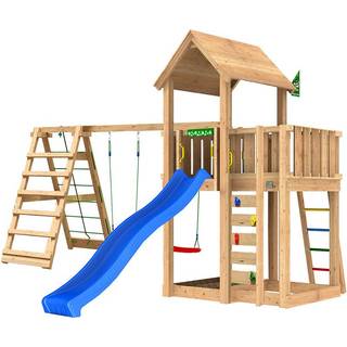 Jungle Gym Mansion 2.1 legetårn med 2-Climb Module 220 og blå rutsjebane