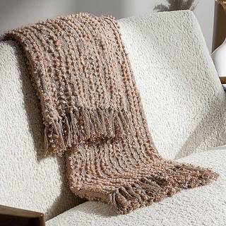 HÖEM HÖEM Plaster Pink Avro Linear Boucle Yarn Fringed Throw