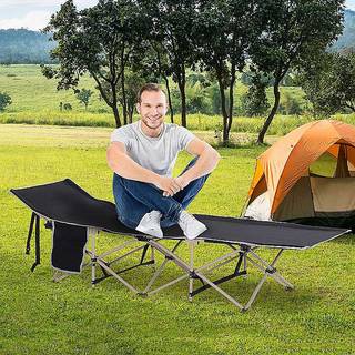 Single Portable Outdoor Military Sleeping Bed Camping Cot Black