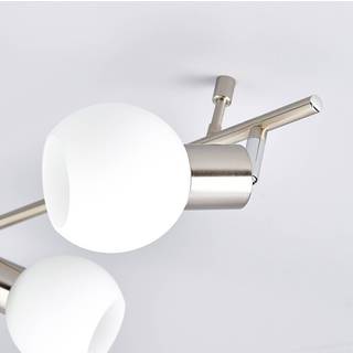 Lindby loftlampe Elaina, 180 cm, 6 lyskilder, nikkel, glas, E14