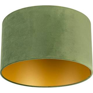 Velour lampeskærm grøn 35/35/20 med gyldent interiør