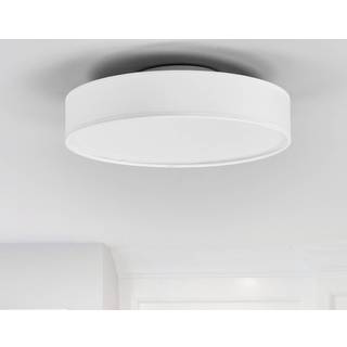 Lindby LED-loftlampe Saira, Ø 30 cm, hvid, tekstil
