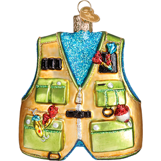 Old World Christmas Ornaments: Fishing Vest Glass bl?st ornamenter til juletr? (44091)