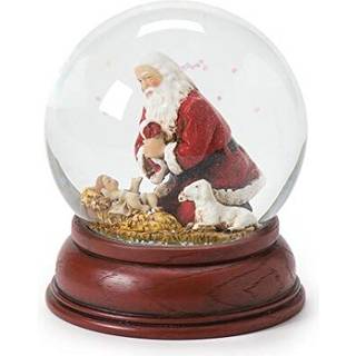 Joseph's Studio af Roman - Traditionel julemanden med baby Jesus og Lamb GlitterDome The Kneeling Santa Collection 100mm 4.75 """" H harpiksglas og