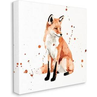 Stupell industrier sidder r?v vandfarvet orange dyremaleri design af Victoria Borges Wall Art 17 x 17 l?rred