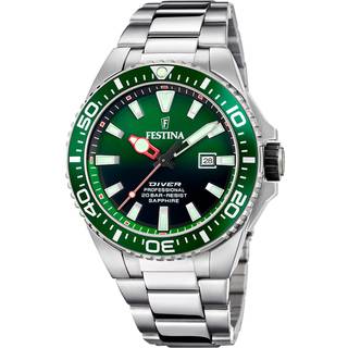 Festina Diver herreur i stål med grøn urskive