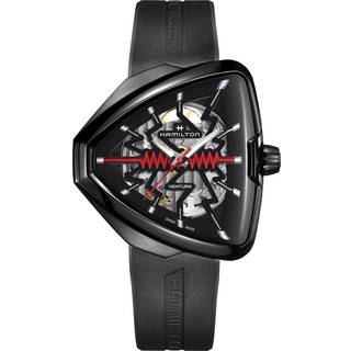 Hamilton Ventura Elvis80 Skeleton Automatic Black PVD Case Black Dial Rubber Strap Men's Watch H24535331