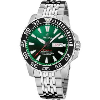 Festina Diver herreur i stål med grøn urskive
