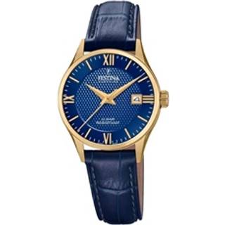 Festina Swiss Made dameur i guldfarvet med blå urskive