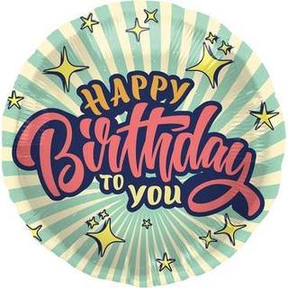 Happy Birthday Folienballon Retro Stars 45cm