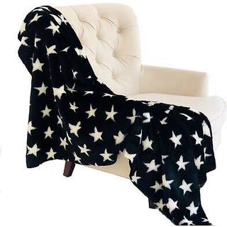 Plutus sort / hvide stjerner bl?d h?ndlavet luksus kast 36W x 60L