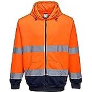 2 farvet lynlås cardigan sweat - Orange/Marine (Størrelse: L)